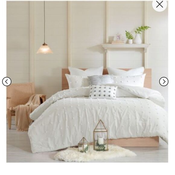 Urban Habitat Duvet Set 100% Cotton Jacquard, Tufts Accent, Shabby Chic - Picture 2 of 8